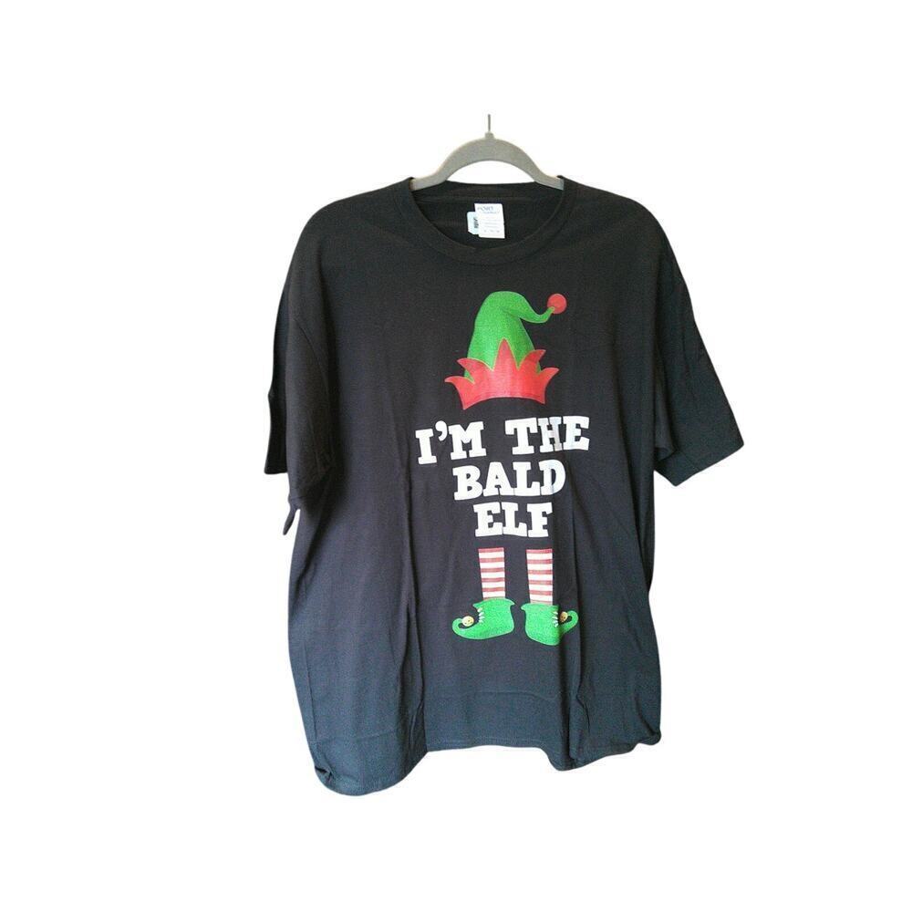 I’m The Bald Elf Funny Christmas Graphic T-Shirt – Black – Men’s Size XL NWT